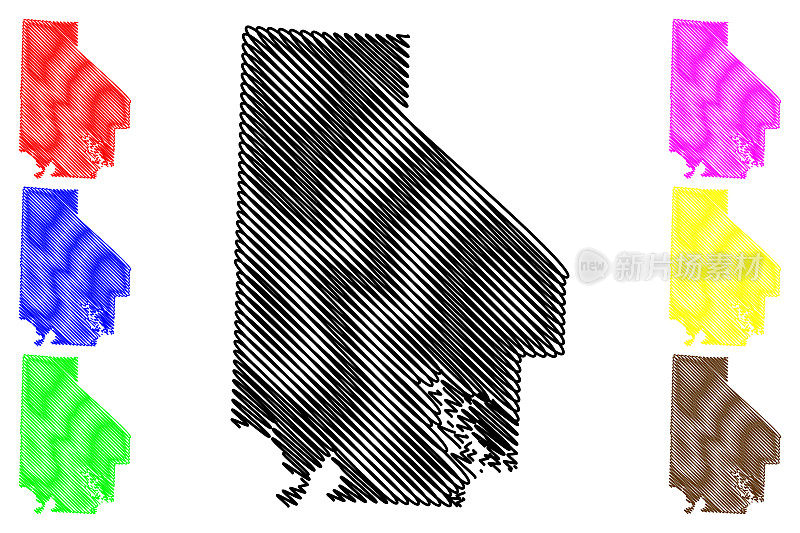 美国密苏里州摩根县(U.S. County, United States, USA, USA)地图矢量图，草稿素描摩根地图